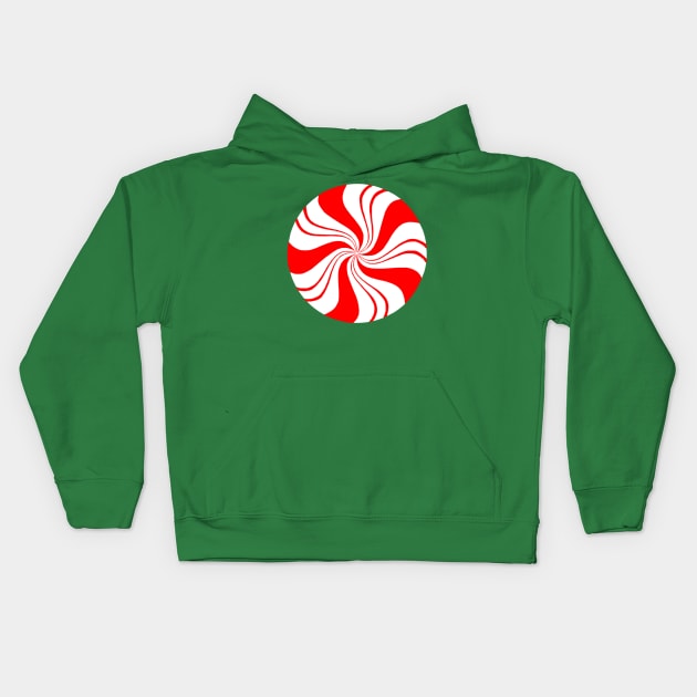 Round Peppermint Christmas Candy Kids Hoodie by Art by Deborah Camp